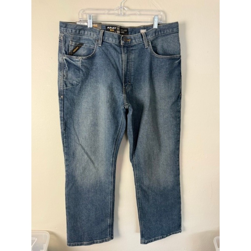 Ariat Rebar M4 Relaxed Boot Cut Jeans Men 38x30 Carbine Wash Work Pants 10016221